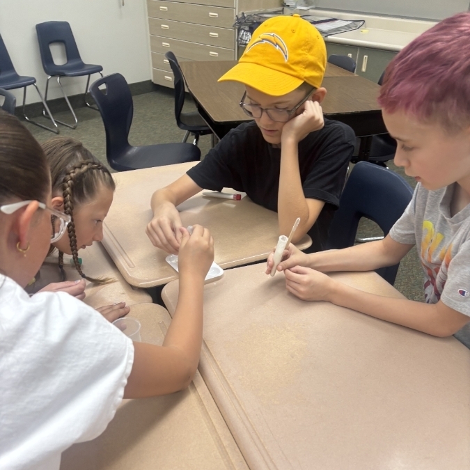 students working together on science investigation