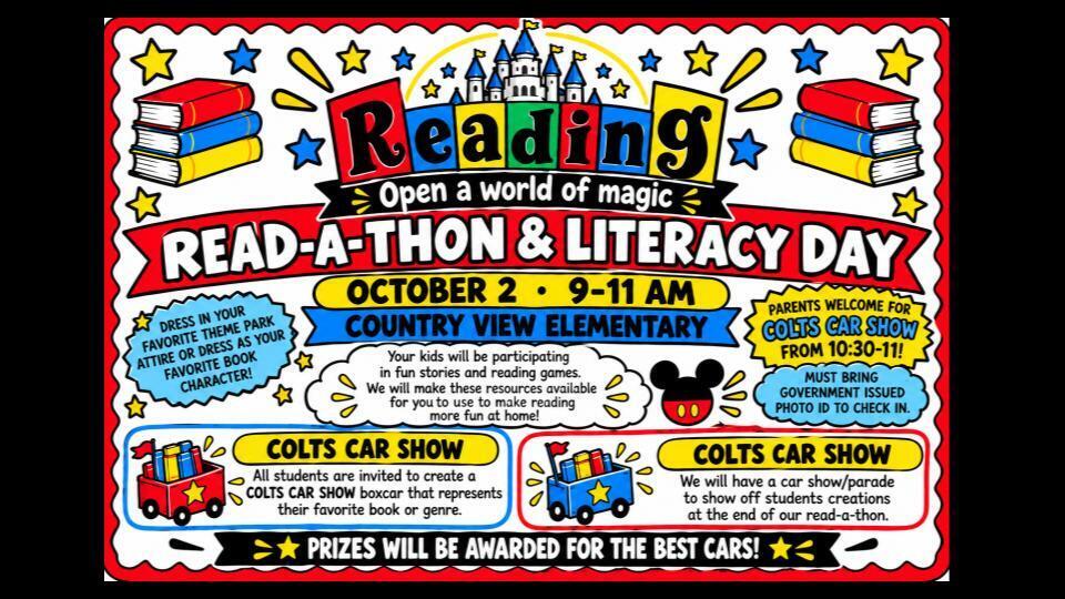 Read a thon & Literacy Day Oct. 2, 9-11 AM