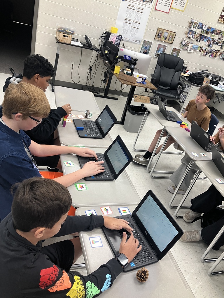 The Coding class is finishing up their Unit on Algorithmic thinking by creating a list of commands to have fellow classmates follow to create the structure in the game. The max was 7 completed in 8 minutes. 