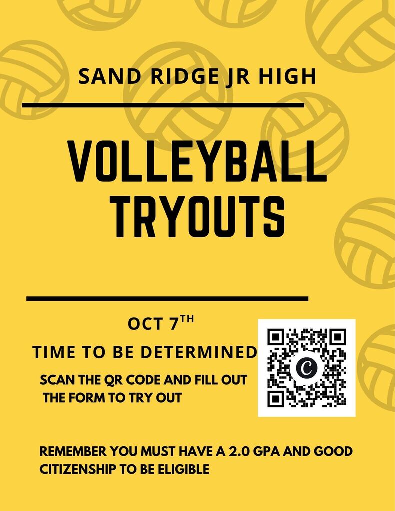 Volleyball Tryouts scan QR Code OCT 7th