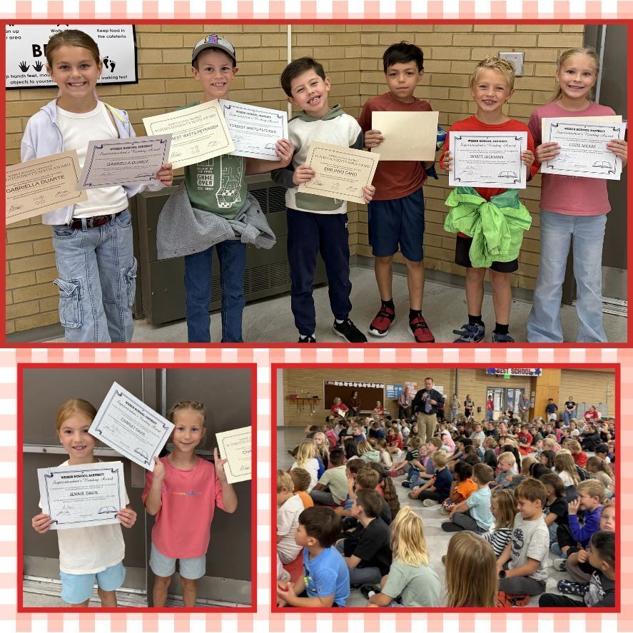 Congratulations superintendent summer reading and math awards- students with certificates