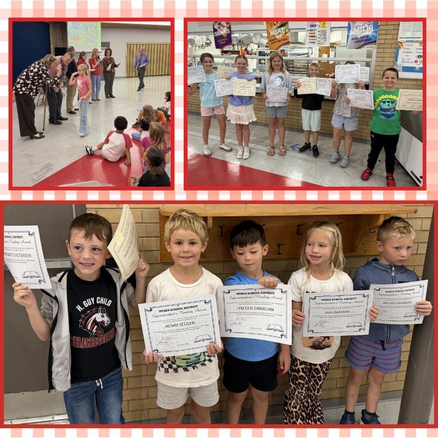 Congratulations superintendent summer reading and math awards- students with certificates