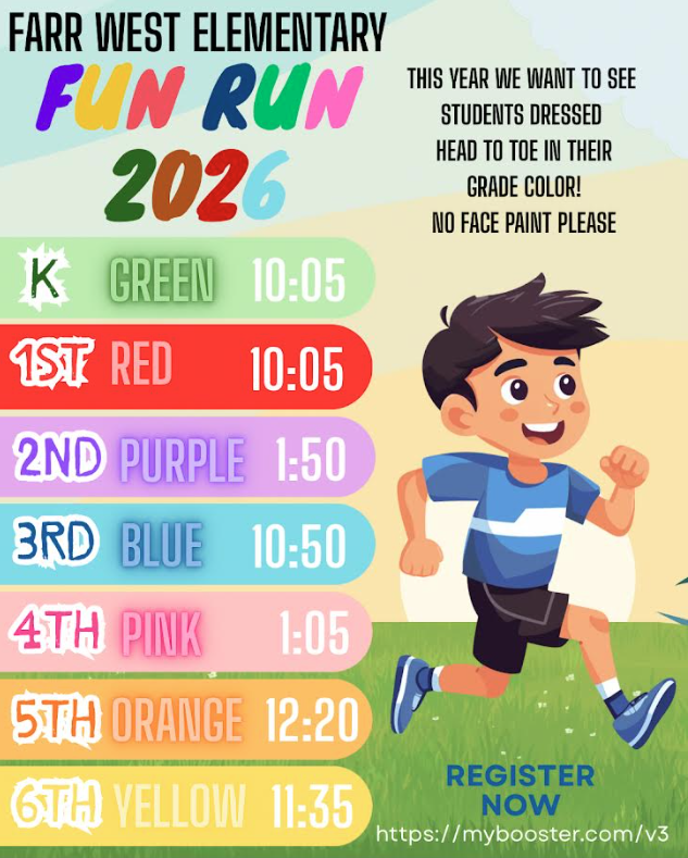 Explains the colors for kids to dress up in for the fun run. Same as in the caption.