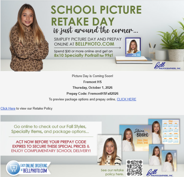 Linked Image of Bell Photography's information for ordering. 