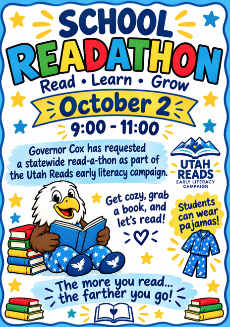 School readathon, october 2, 9:00-11:00, wear pajamas