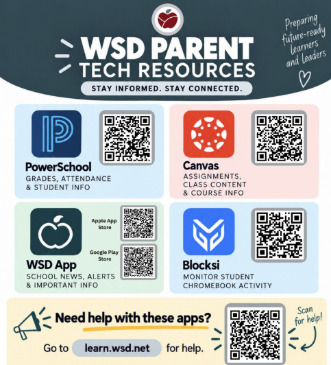 Scan QR Codes for Help with Powerschool, Canva, WSD App and Blocksi