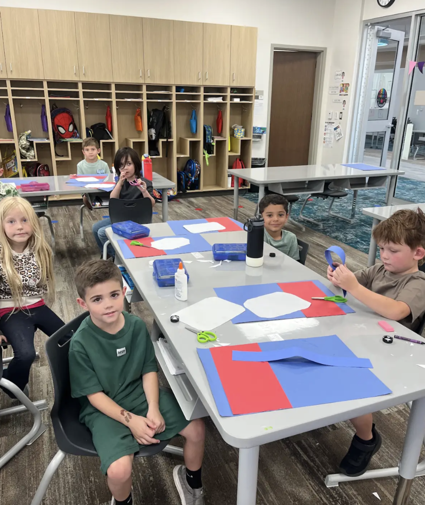 students working on their art projects