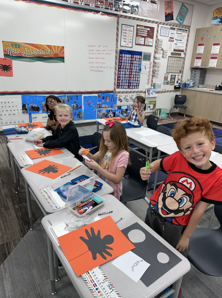students working on their art projects