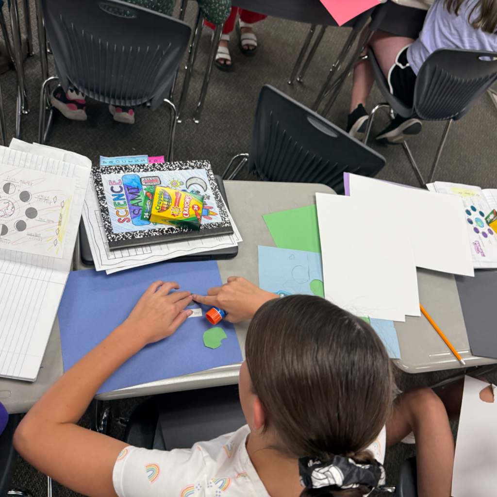 Students with their moon phase models.