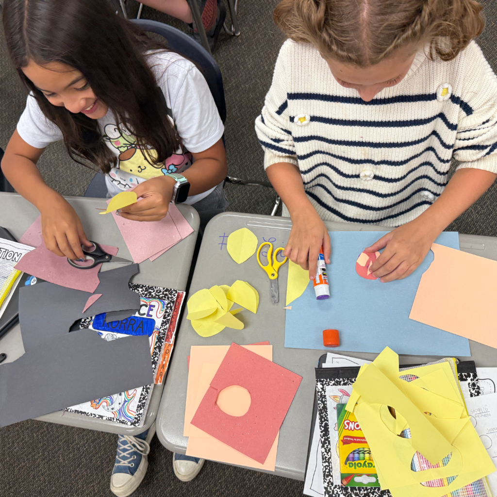 Students with their moon phase models.