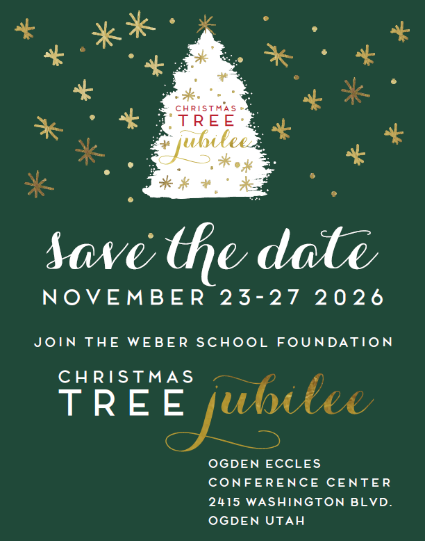 2026 Christmas Tree Jubilee﻿ ﻿ November 23-27, 2026    Celebrate the holiday season at the Weber School Foundation’s annual Christmas Tree Jubilee! Enjoy beautifully decorated Christmas trees, festive fun, and a wonderful opportunity to support students across Weber School District. Proceeds from this signature fundraiser help provide grants, educational opportunities, field trips, adaptive equipment, and more.