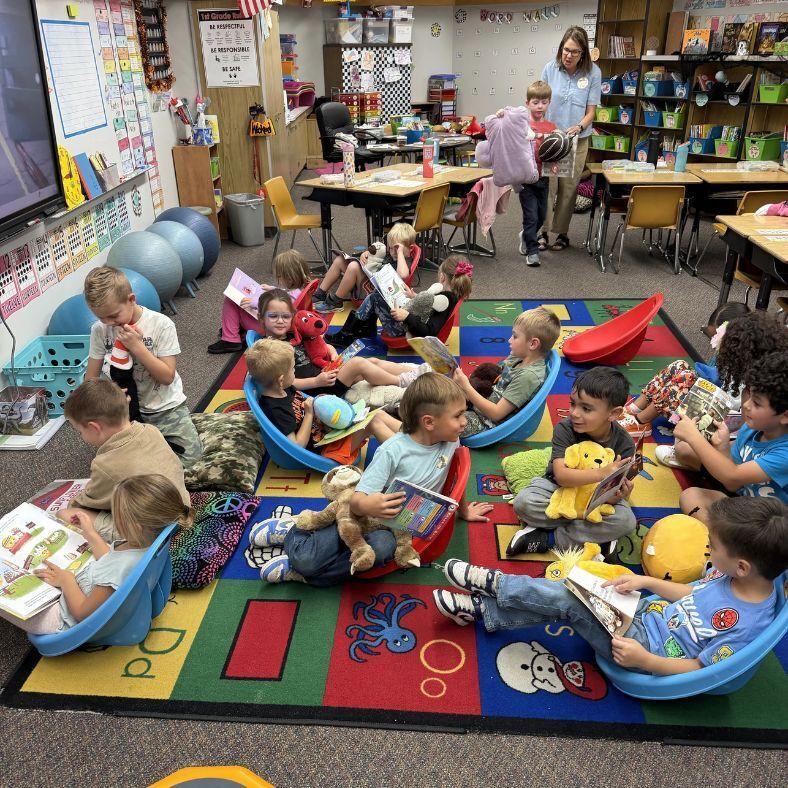 students reading books