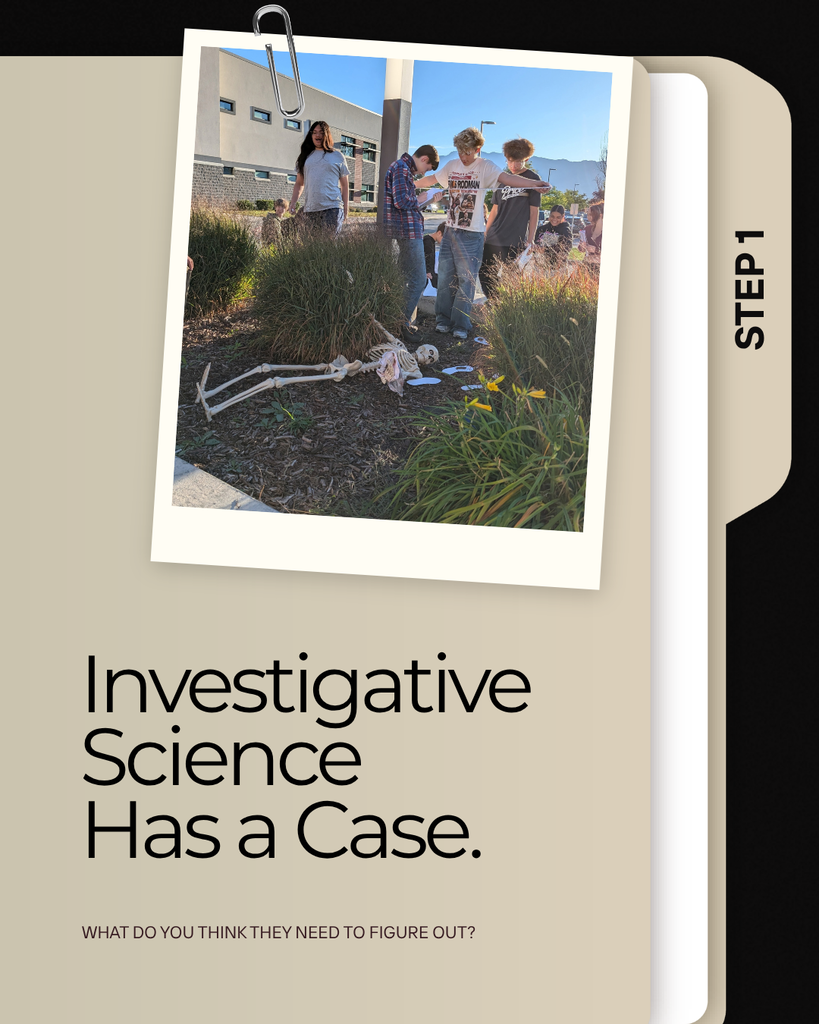 Photographs from Roy Jr's Investigative Science class as they work on a project "The Courtyard Case. A Mystery was found at Roy Jr."