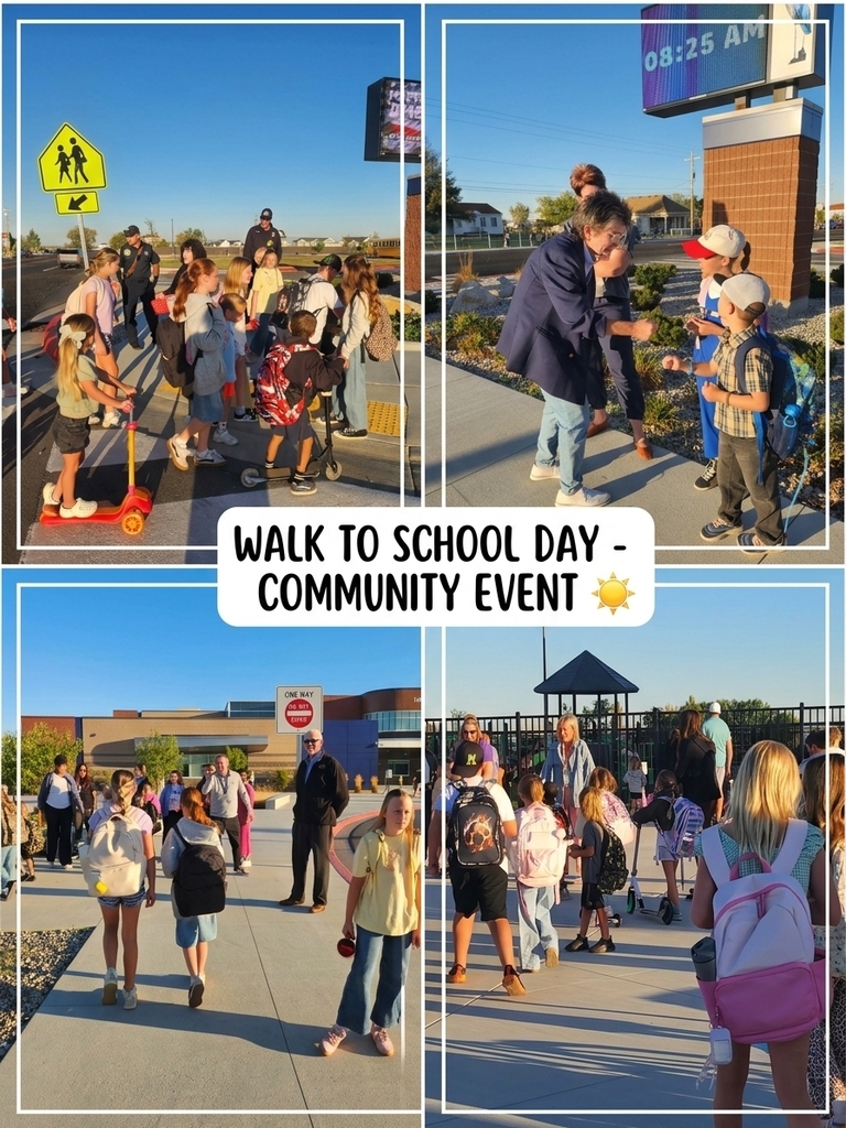 A collage of four photos from Walk and Roll to School Day