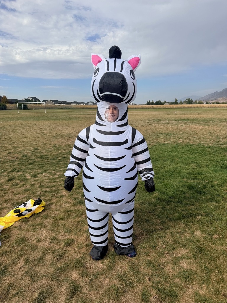 Teachers in inflatable suits