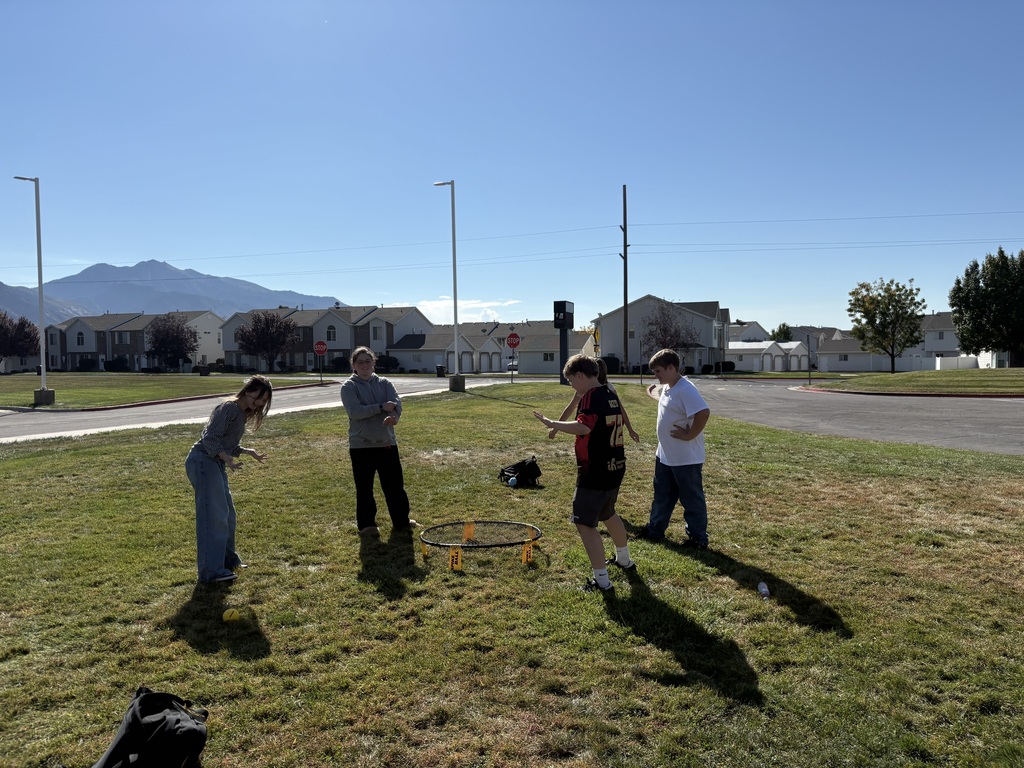 Hope Squad lunchtime activity -- outdoor games! We had spikeball, cornhole, axe throwing, and outdoor tetris for students to play.