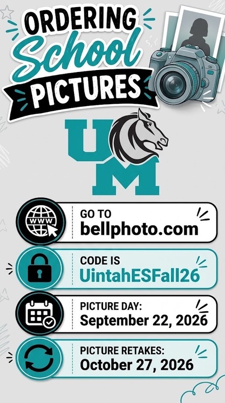 Photo with black and teal text with Uintah Mustang logo