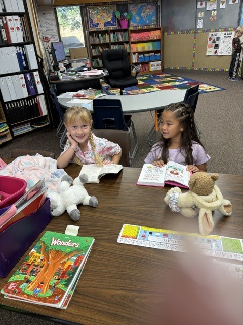 students reading