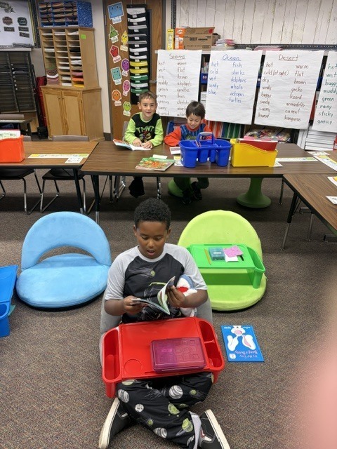 students reading