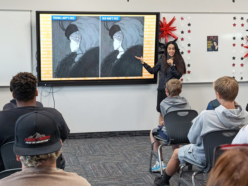 photos of literacy week author Emily Huey visits