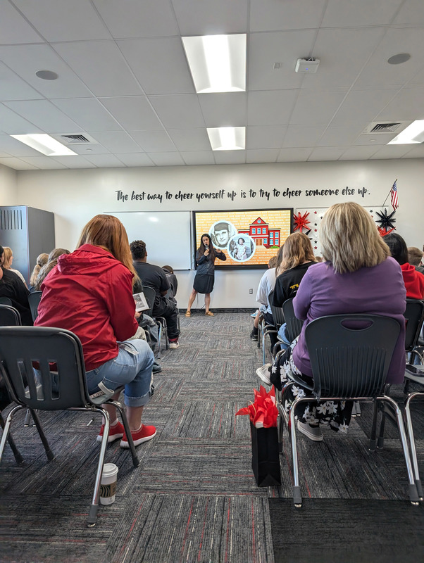 photos of literacy week author Emily Huey visits
