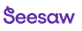 A purple text on white background reading "Seesaw"