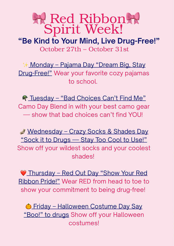 Red Ribbon Week Spirit Week Flyer