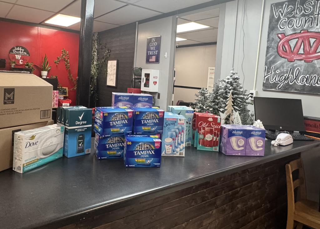 Hygiene products donated by Bergoo Baptist Church