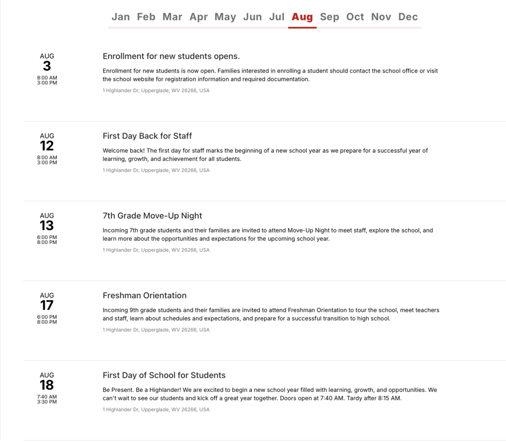 August Events