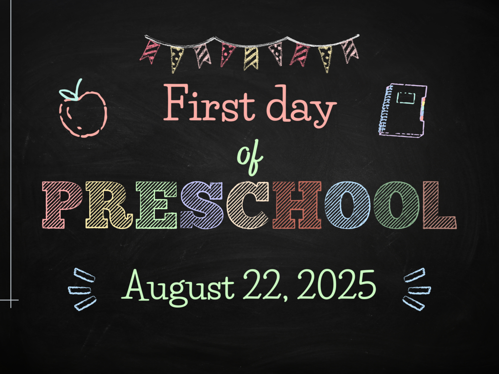 Colorful Chalkboard First Day of Preschool Sign