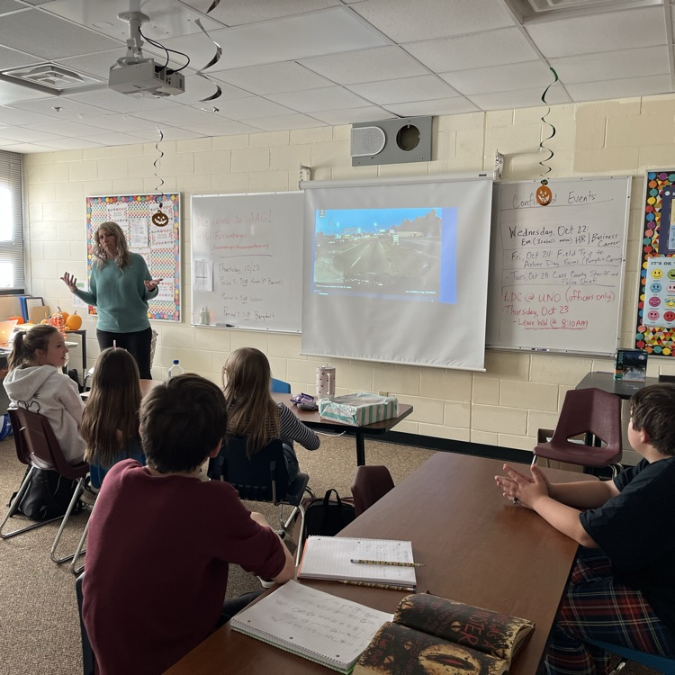 JAG 7th grade students watched footage from a semi truck front facing camera.
