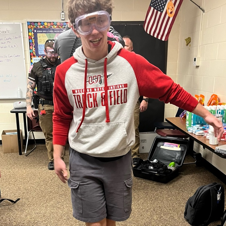 Owen attempting to walk a straight line with the drunk goggles on.