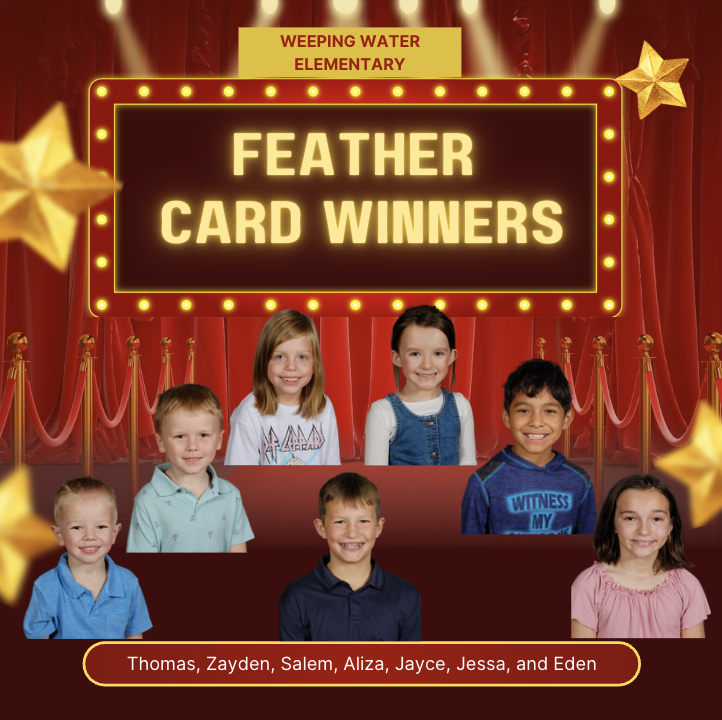 Feather card winners Thomas, Zayden, Salem, Aliza Jayce Jessa and Eden