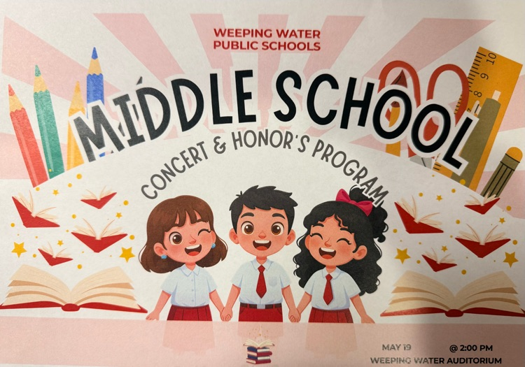 Middle School concert & awards today at 2:00 in the auditorium.