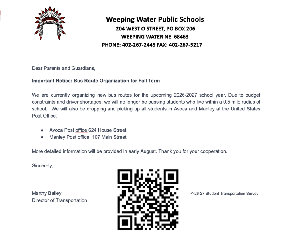 Bus route organization for fall notice