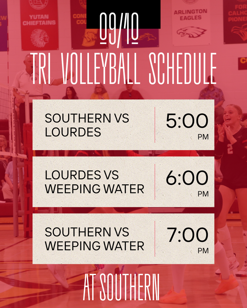 Weeping Water volleyball competes at Southern at 6:00 p.m. on Thursday, September 10.