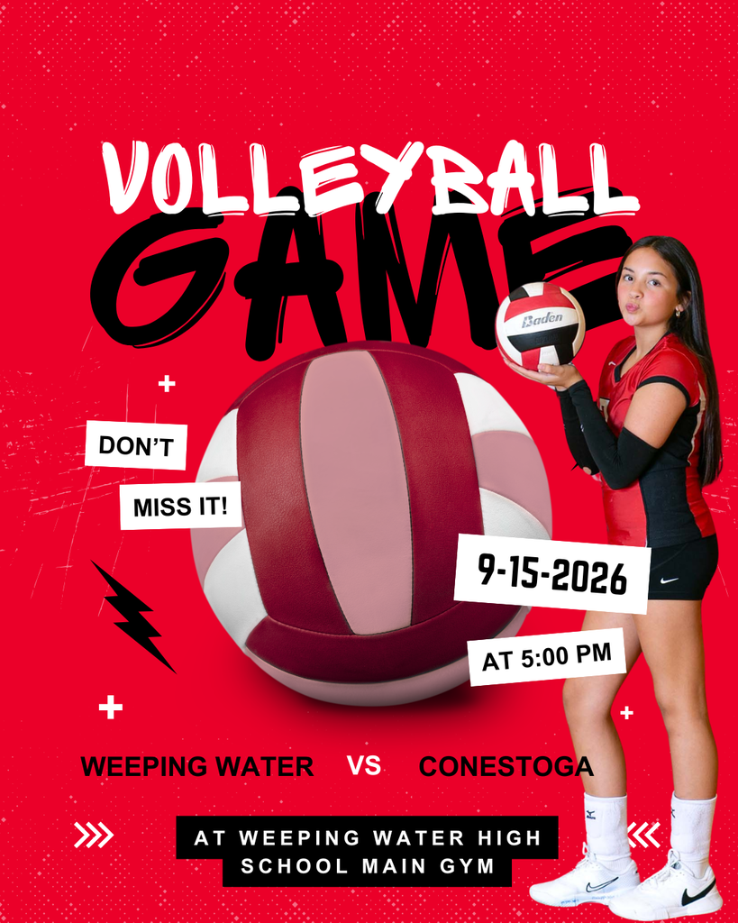 Weeping Water junior high volleyball hosts Conestoga at 5:00 p.m. on Tuesday, September 15.