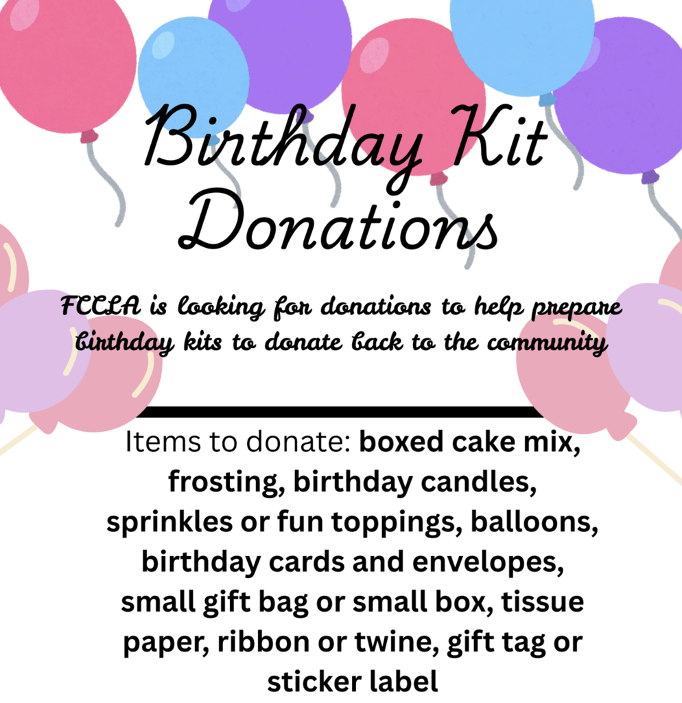 FCCLA is looking for donations for a project.