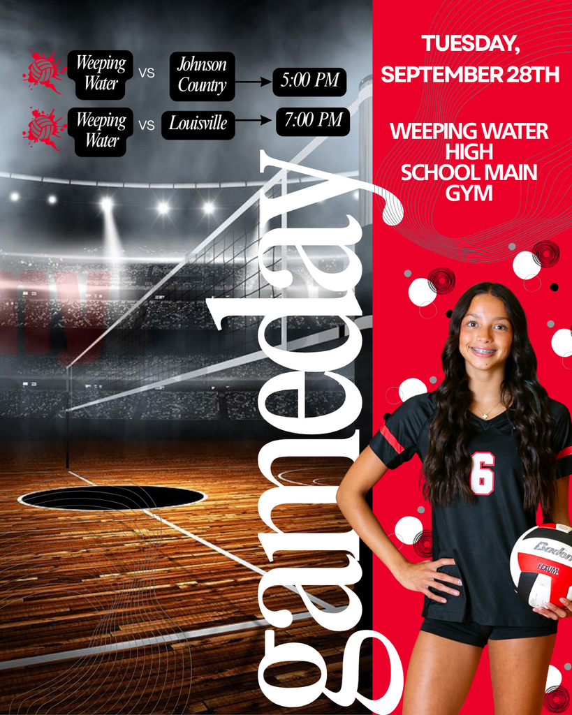 Weeping Water varsity volleyball competes in a triangular against JCC and Louisville at 5:00 p.m.