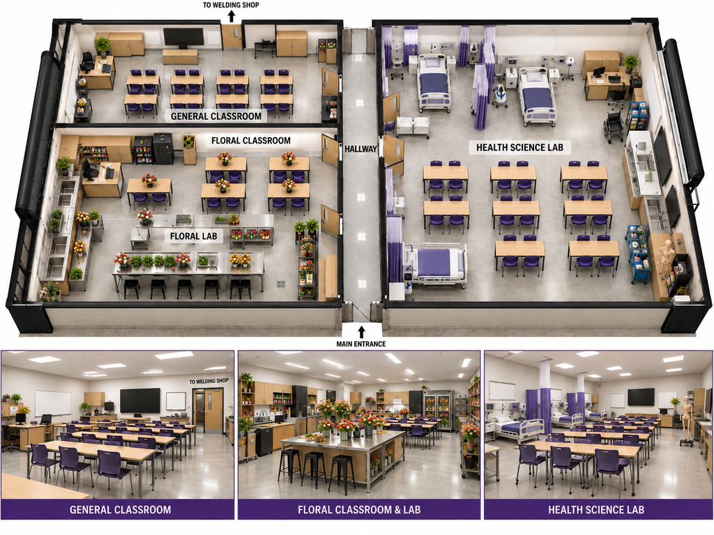 Renovated CTE Building for new Health Science Lab, Floral Lab, and an additional CTE Classroom