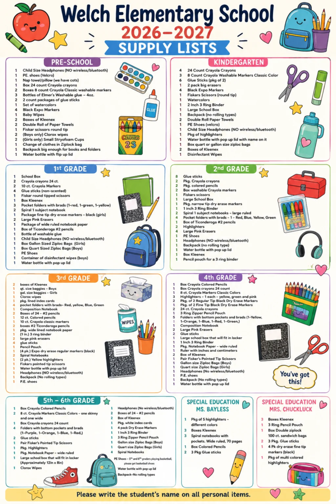 26-27 Elem Supply List