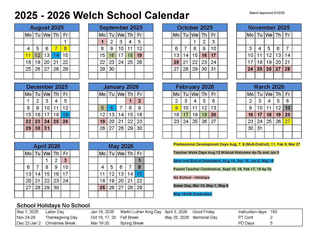 25-26 Welch School Calendar-Board Approved 3-10-25