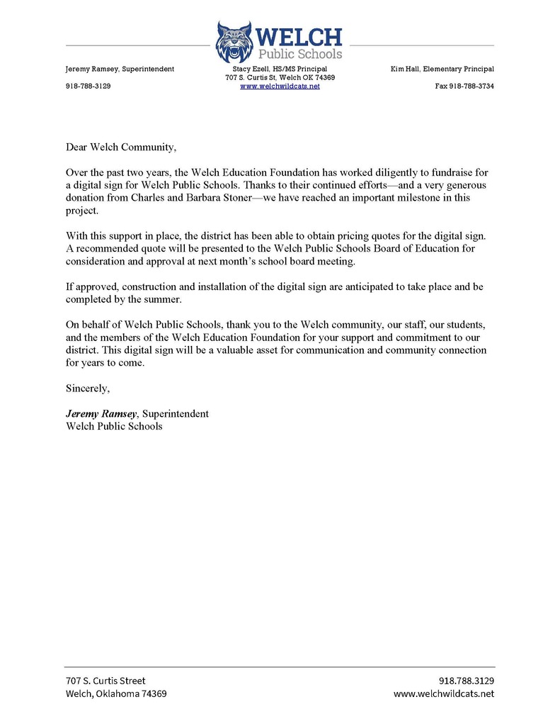 Welch Supt Digital Sign Memo 2-4-26