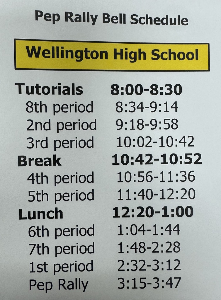Pep Rally Bell Schedule