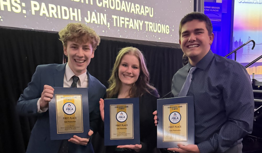 Wellsboro High School's sales presentation team that took first place in the state FBLA competition on April 17, 2026