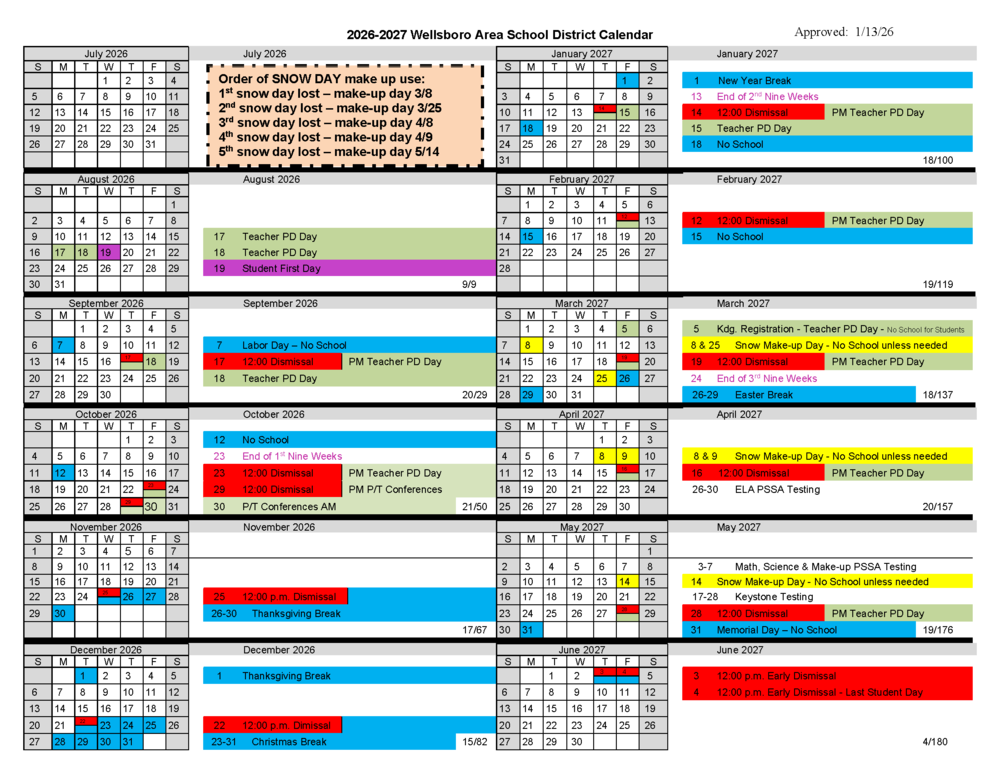 2026-27 School Calendar