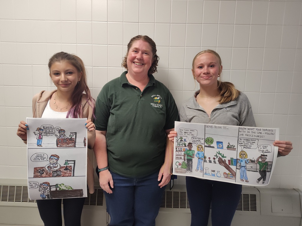 Students with teacher and posters