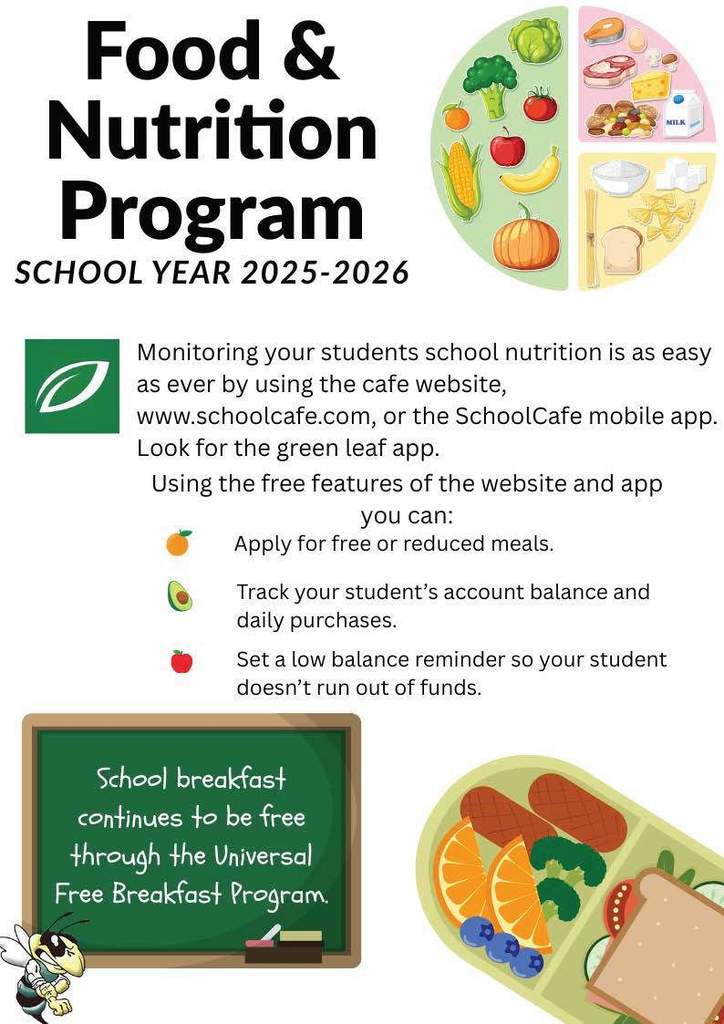 Free and reduced lunch flyer for the 2025-2026 school year