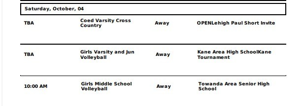 Wellsboro Athletic Events September 29th through October 4th, 2025