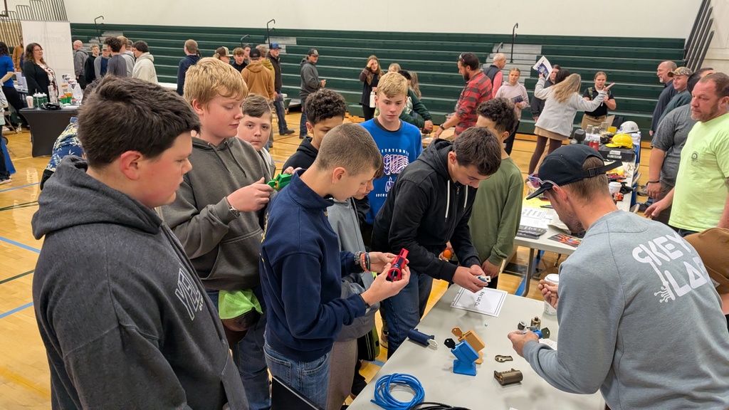 students standing at table